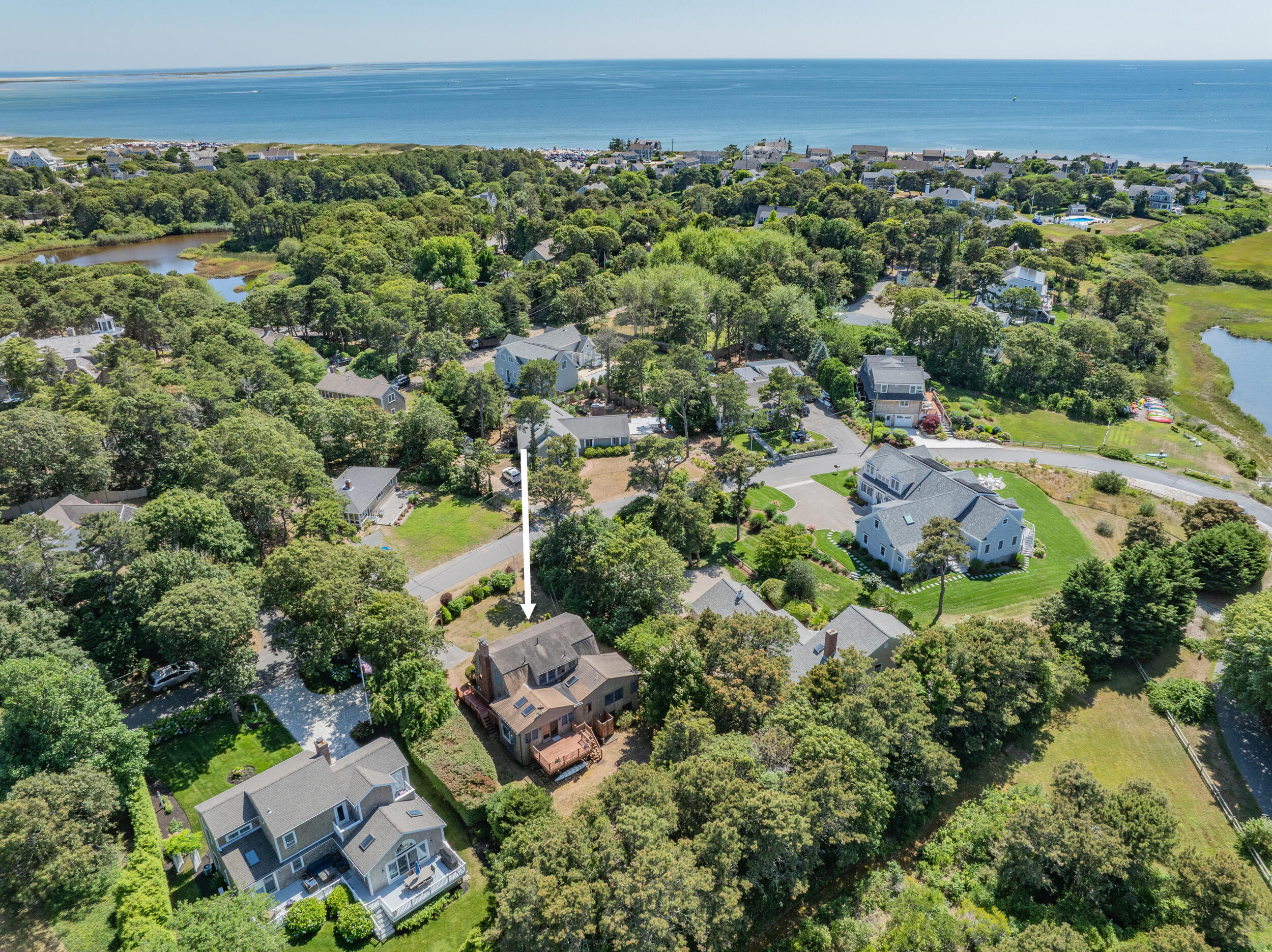 114 Bucks Creek Road Chatham, MA 02633 - Photo 28 of 43 an aerial view of a house with a yard