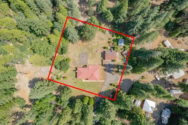 an aerial view of a house