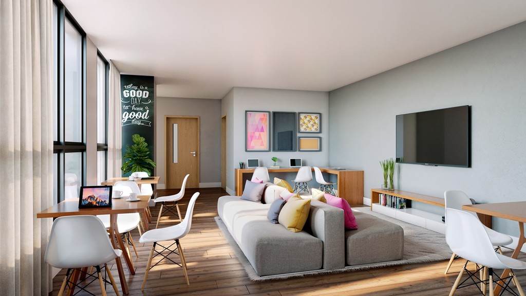 3531 Washington Street, Unit 411 Boston, MA 02130 - Photo 3 of 7 a living room with furniture and a flat screen tv