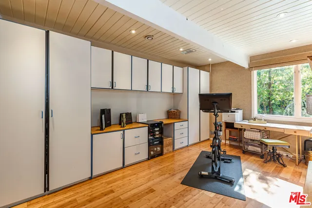 a view of a bench in the garden