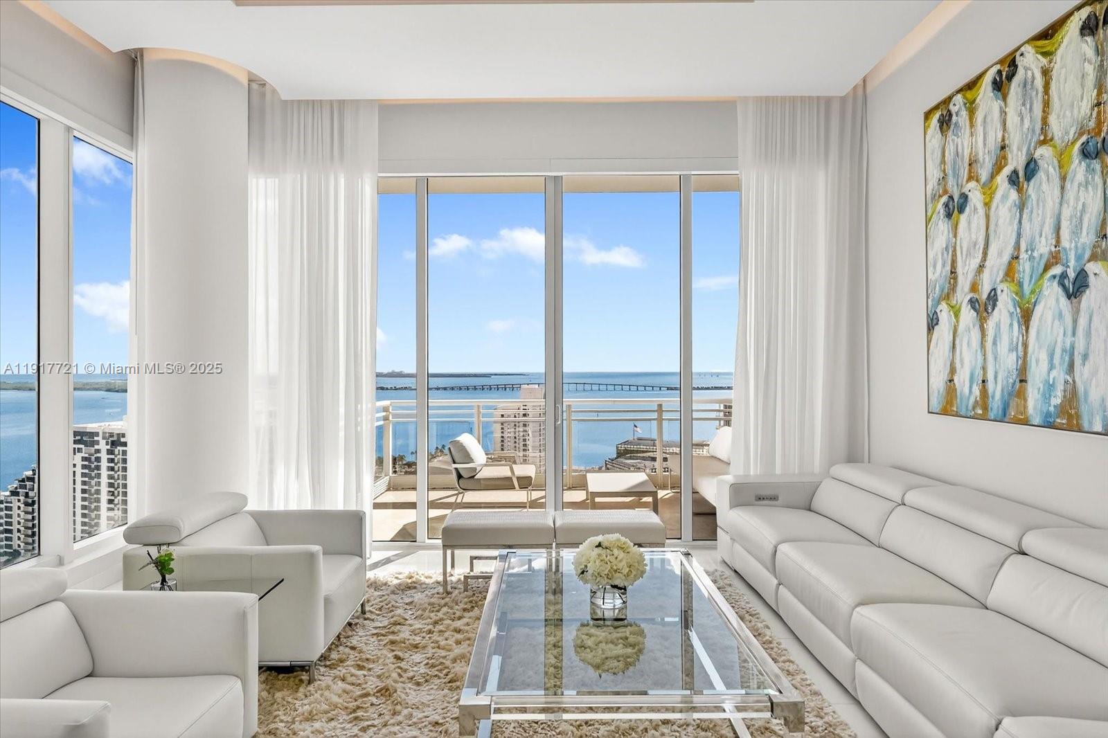 900 Brickell Key Boulevard, Unit 2304 Miami, FL 33131 - Photo 5 of 55 a living room with furniture and a large window