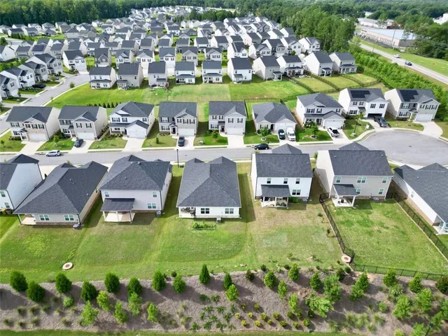 an aerial view of multiple house
