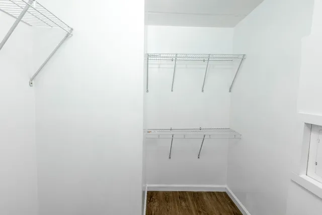 a view of small space with racks on the wall