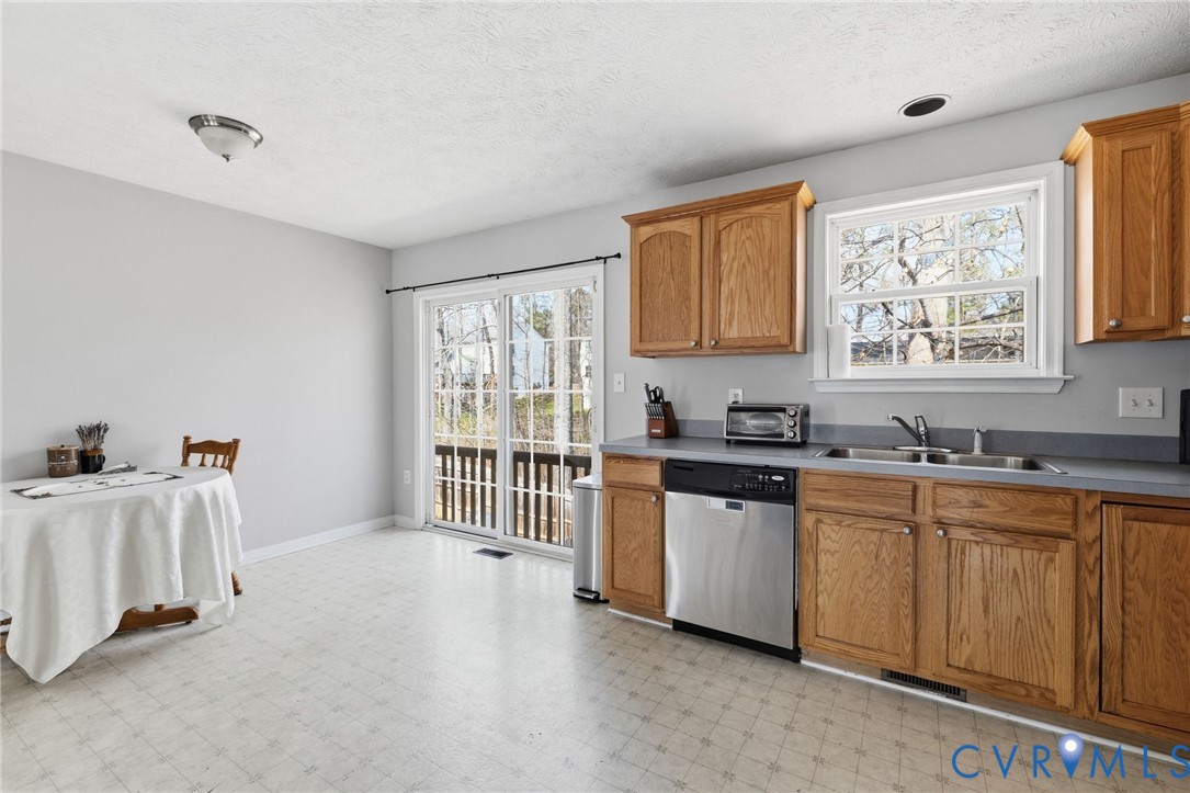 504 Gloucester Drive Ruther Glen, VA 22546 - Photo 6 of 28 a kitchen with stainless steel appliances granite countertop a stove a sink dishwasher and a refrigerator