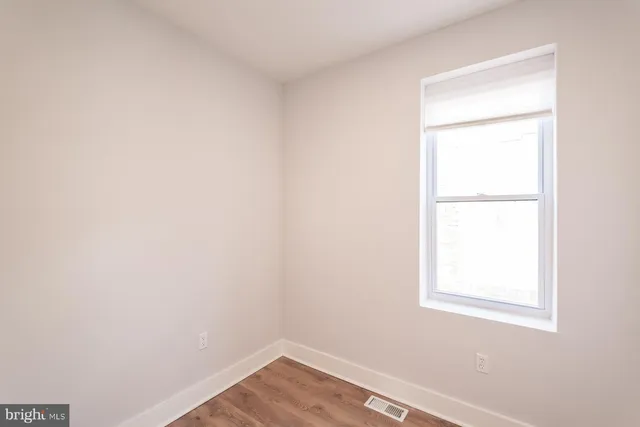 a view of a small space with a window