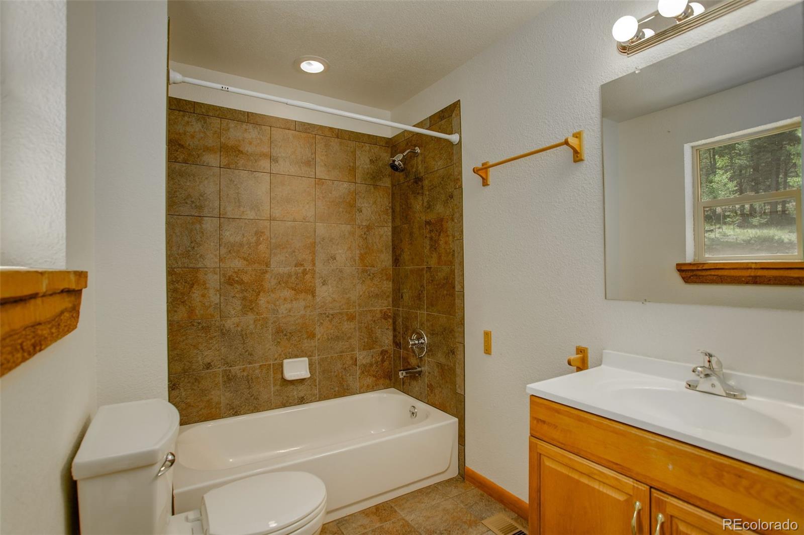 307 Hitchrack Road Bailey, CO 80421 - Photo 21 of 30 a bathroom with a sink a toilet and a bathtub