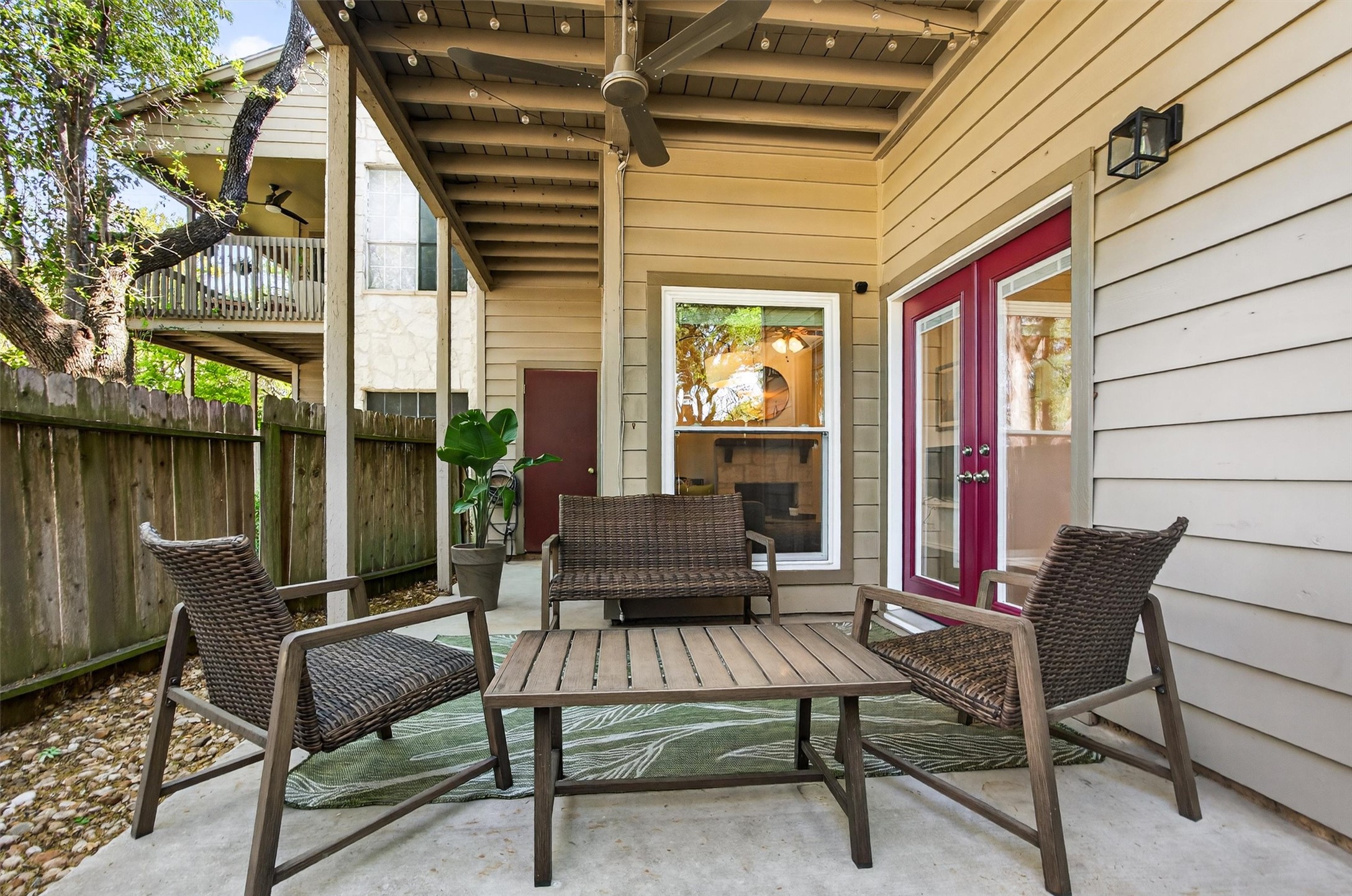 3809 Spicewood Springs Road, Unit 103 Austin, TX 78759 - Photo 28 of 39 Covered patio includes a ceiling fan for enjoying the outdoors in comfort.