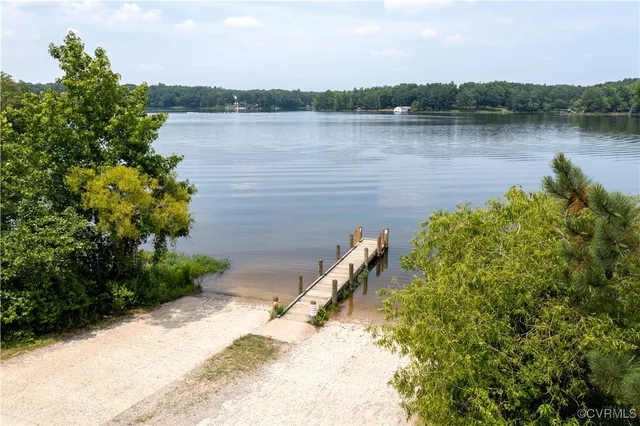 a view of a lake with a mountain view
