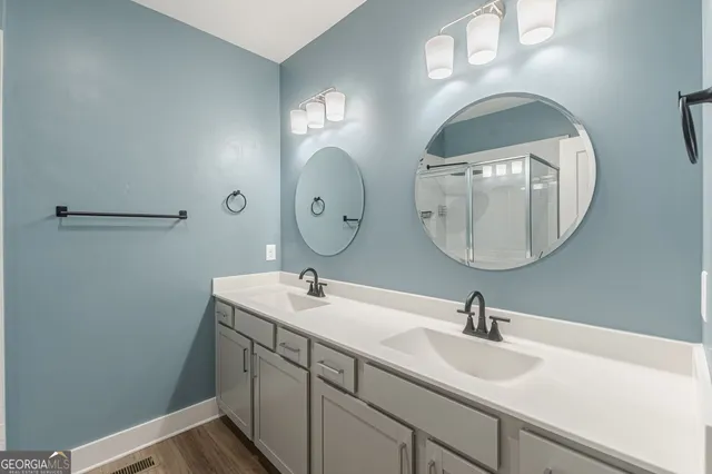 a bathroom with a shower