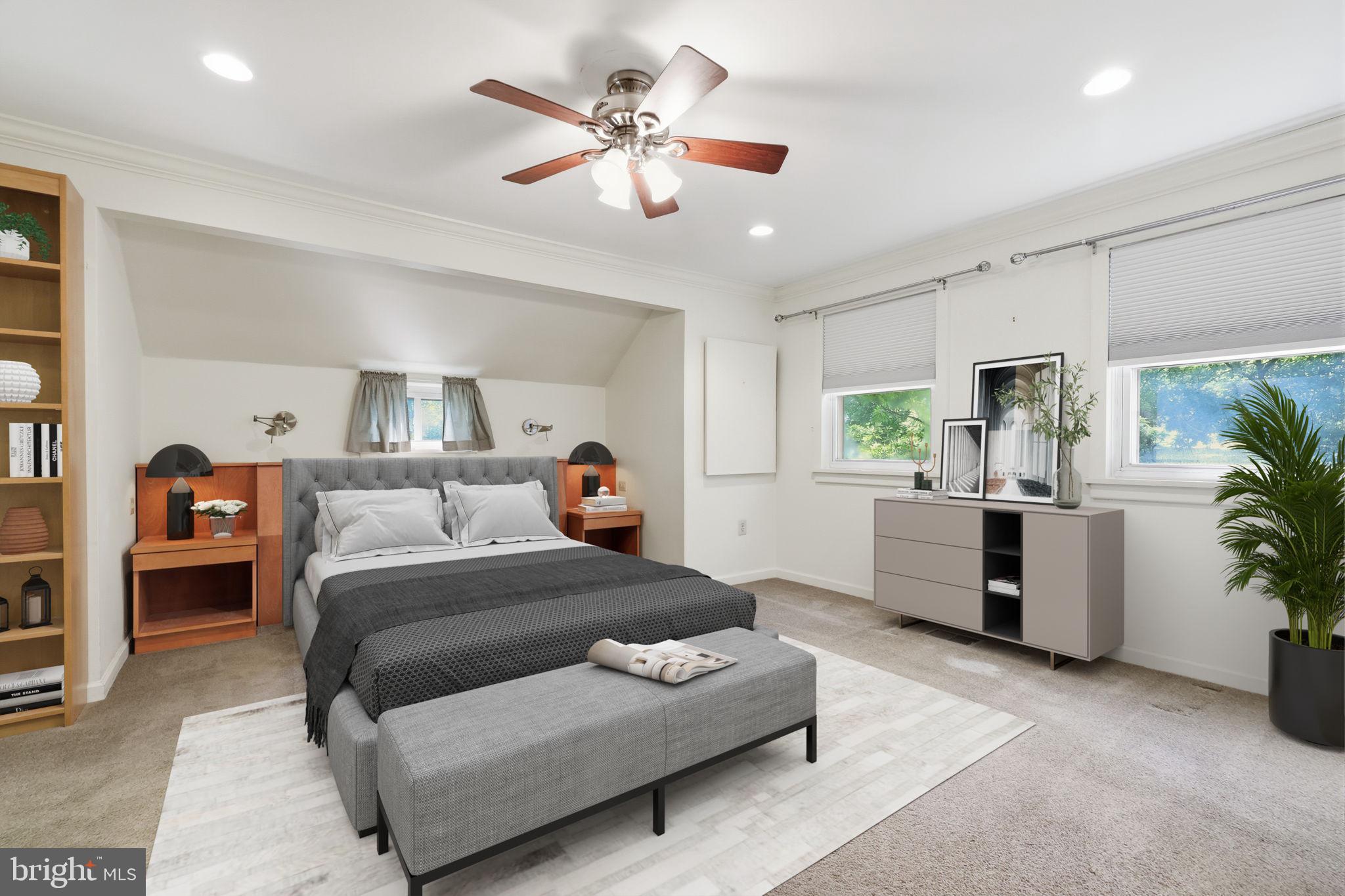 207 West Ferry Road Yardley, PA 19067 - Photo 23 of 50 a bedroom with a large bed and a chandelier
