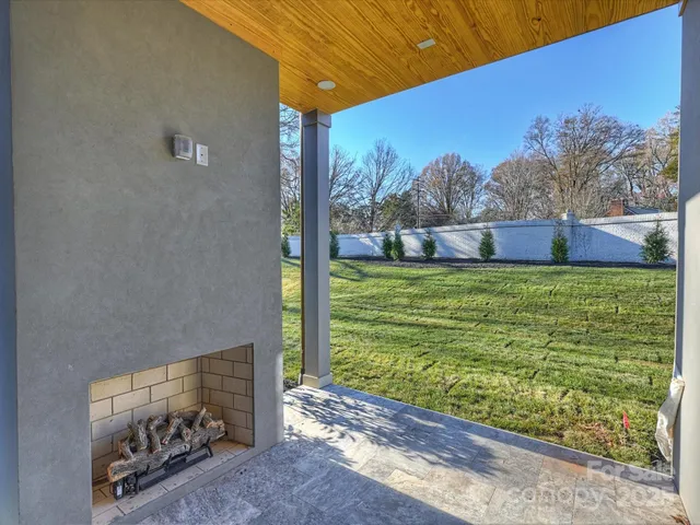 a view of a garden with an outdoor space