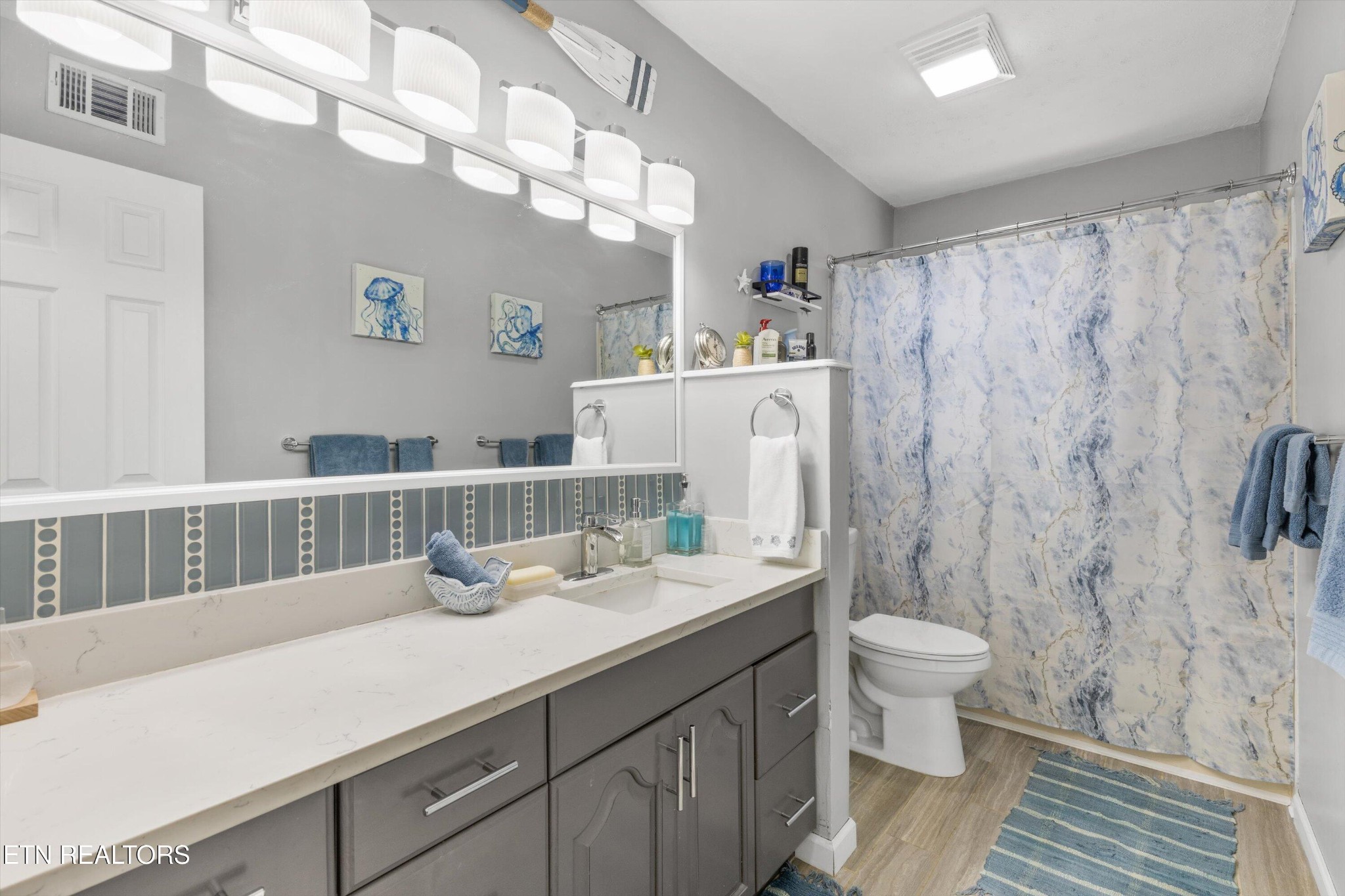 7919 North Forest Road Knoxville, TN 37909 - Photo 14 of 29 a bathroom with a sink a toilet and a shower