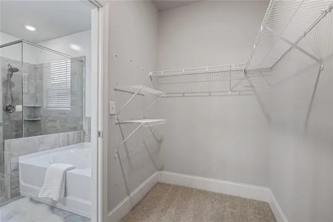 a view of a room with racks on the wall