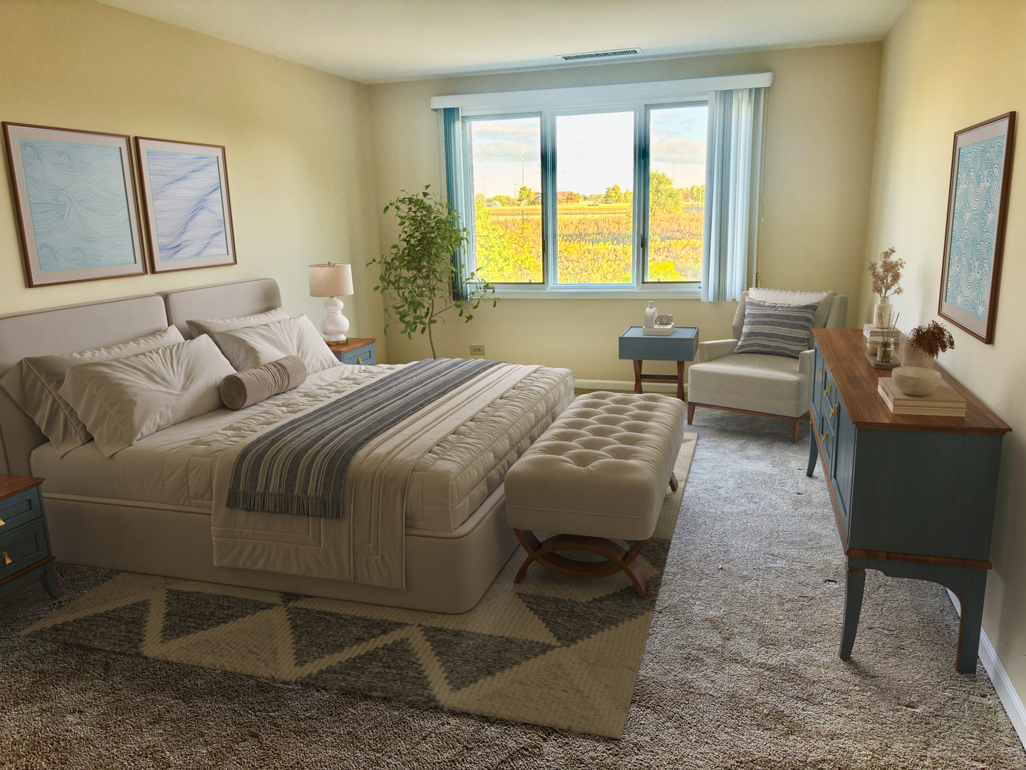 2000 Chestnut Avenue, Unit 407 Glenview, IL 60025 - Photo 9 of 25 a bedroom with a bed and a window