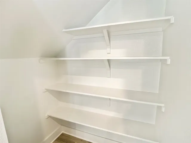 a close up view of closet