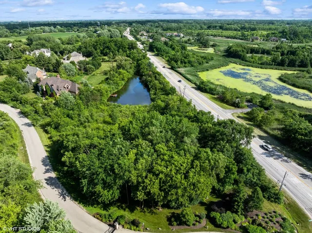 a view of a garden with a flower garden