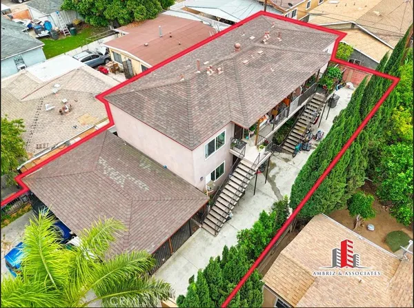 an aerial view of a house