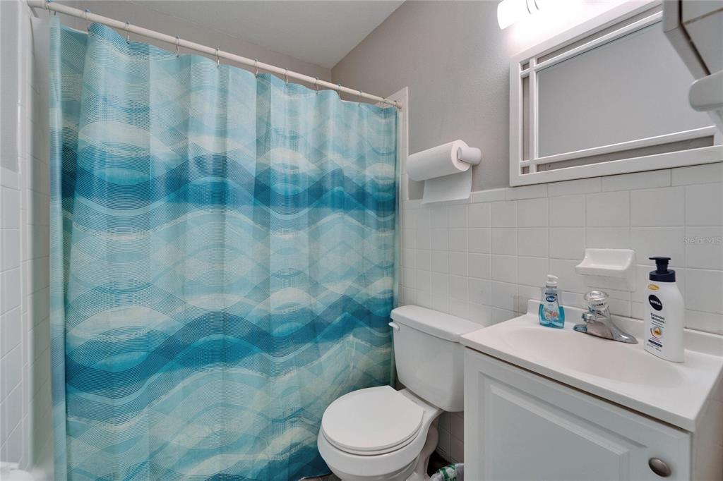126 Ridgewood Avenue Brandon, FL 33510 - Photo 25 of 85 a bathroom with a sink a toilet and shower curtain