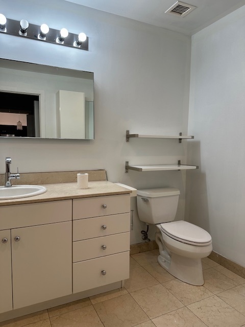 8 East Randolph Street, Unit 2702 Chicago, IL 60601 - Photo 8 of 9 a bathroom with a granite countertop toilet sink and mirror