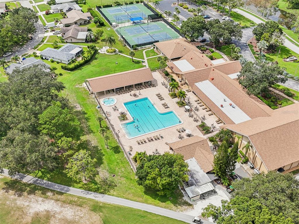 3140 Highlands Boulevard, Unit F Palm Harbor, FL 34684 - Photo 55 of 78 an aerial view of a house with a yard