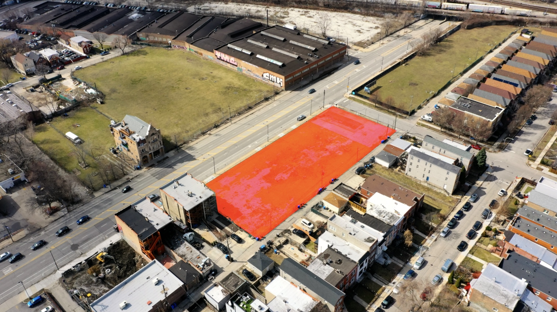 2432-2458 West Roosevelt Road Chicago, IL 60608 - Photo 17 of 18 an aerial view of a house with a swimming pool