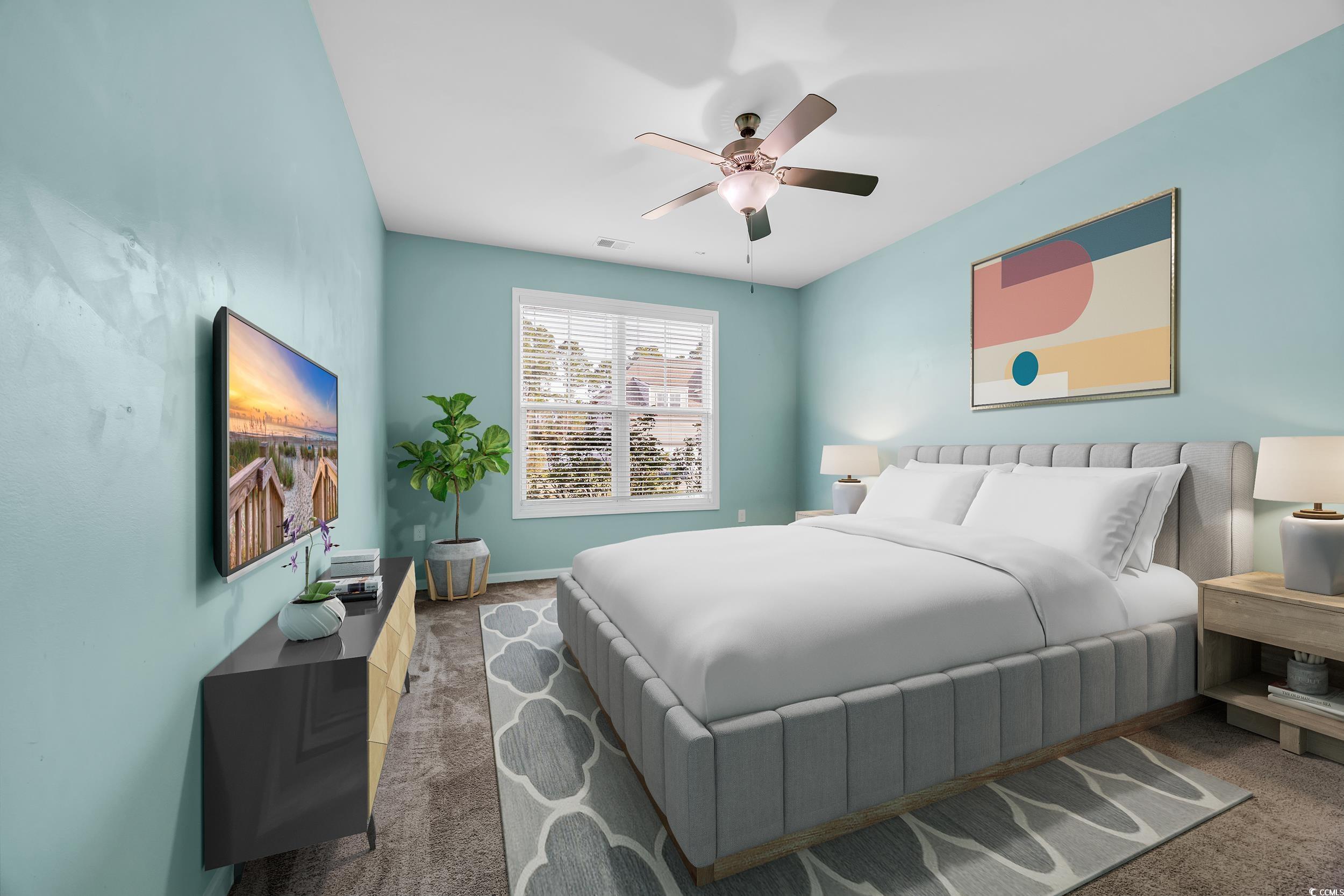 351 Firenze Loop Myrtle Beach, SC 29579 - Photo 18 of 37 Carpeted bedroom featuring a ceiling fan and visib