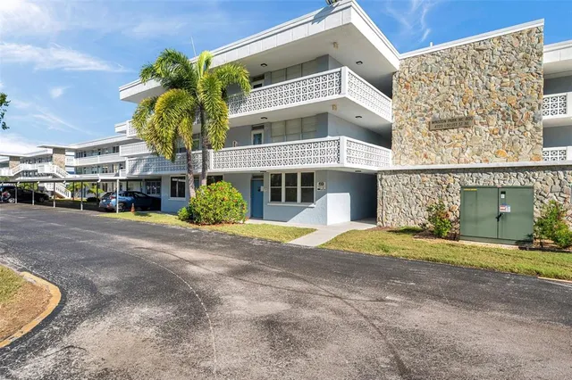a front view of a building with street