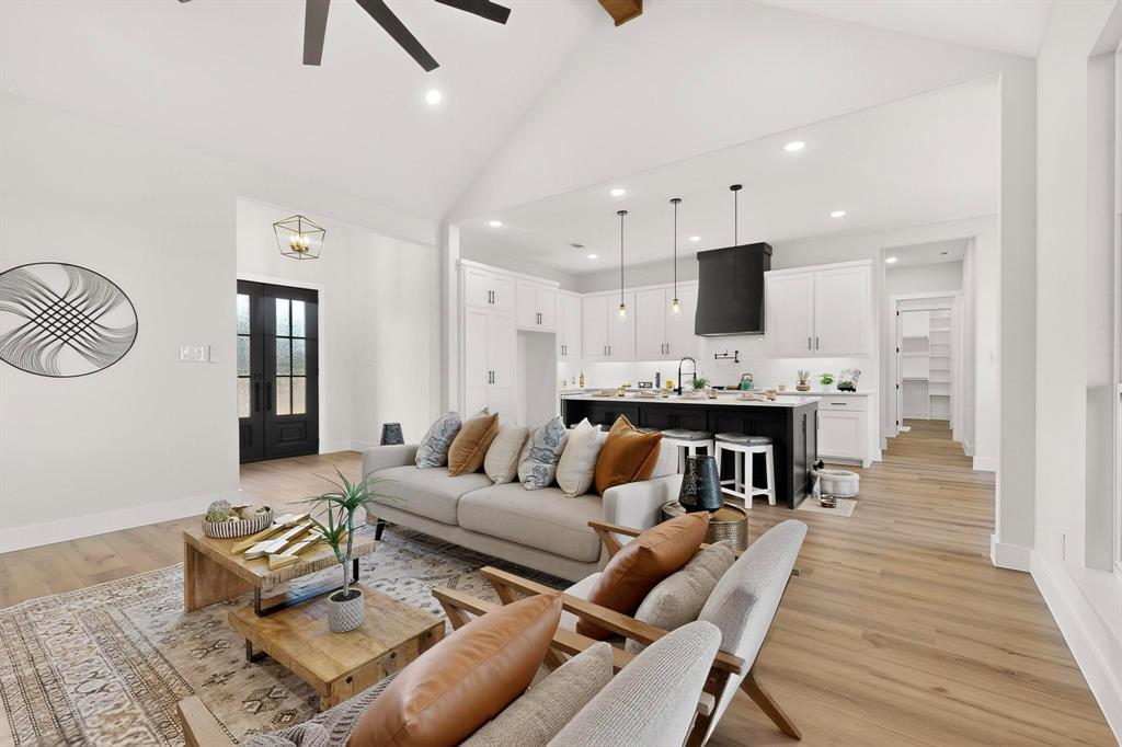 4961 County Road 1098 Celeste, TX 75423 - Photo 11 of 40 Living area featuring light wood-type flooring, recessed lighting, and ceiling fan