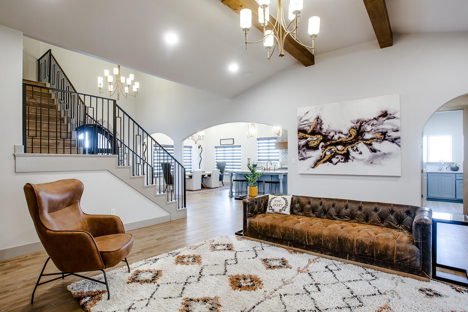 7601 53rd Street Lubbock, TX 79407 - Photo 15 of 33 a living room with furniture and stairs