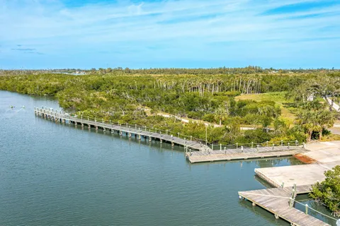 a view of an ocean with city