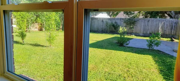 a view of a garden from a window
