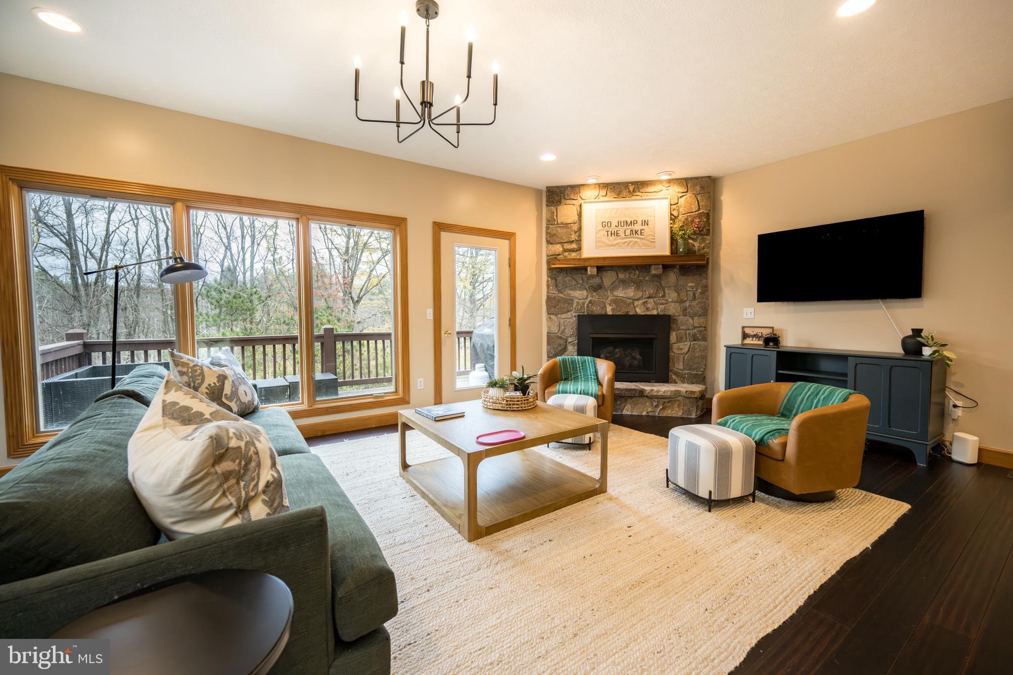 147 Marsh Hill Road McHenry, MD 21541 - Photo 17 of 60 a living room with fireplace furniture and a flat screen tv