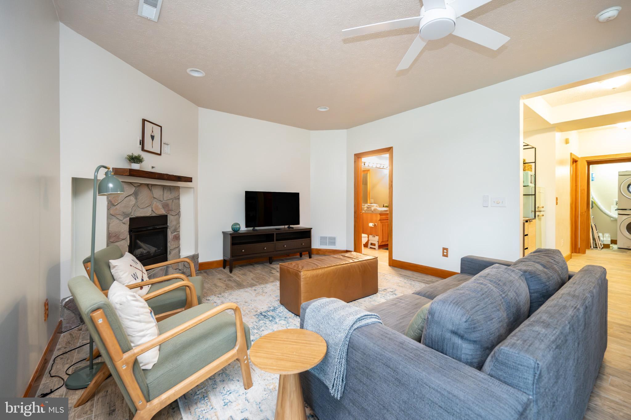 147 Marsh Hill Road McHenry, MD 21541 - Photo 41 of 60 a living room with furniture a fireplace and a flat screen tv
