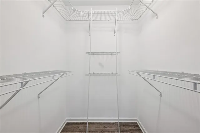 a view of a room with racks on the wall