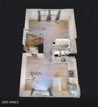 a room with a wooden floor and a cabinet