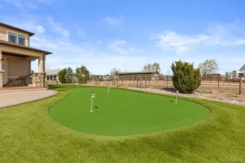 a view of a swimming pool with a garden