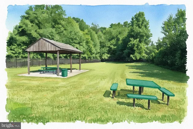 a view of a bench in the garden