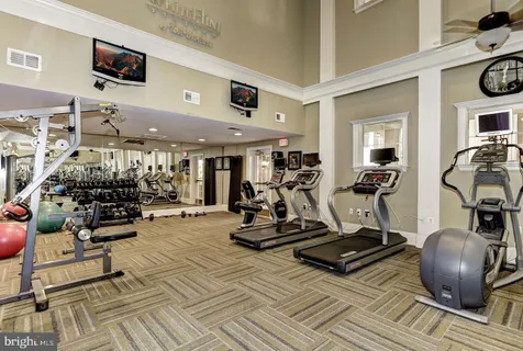 a view of a room with gym equipment