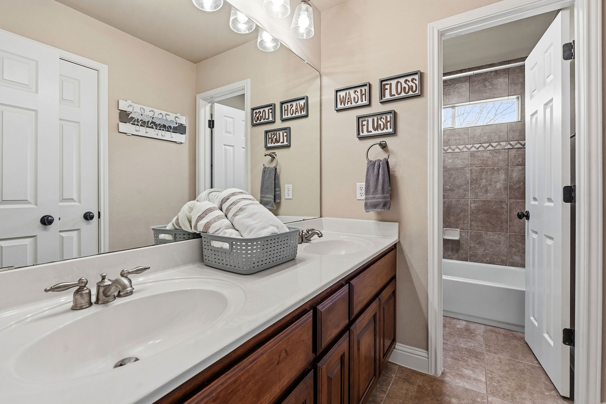2807 Rambler Valley Drive Cedar Park, TX 78613 - Photo 16 of 38 a bathroom with a granite countertop sink and a mirror