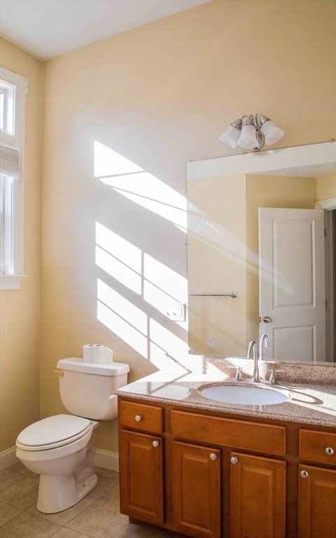 171 North Main Street, Unit 171 Natick, MA 01760 - Photo 16 of 19 a bathroom with a granite countertop toilet sink and mirror