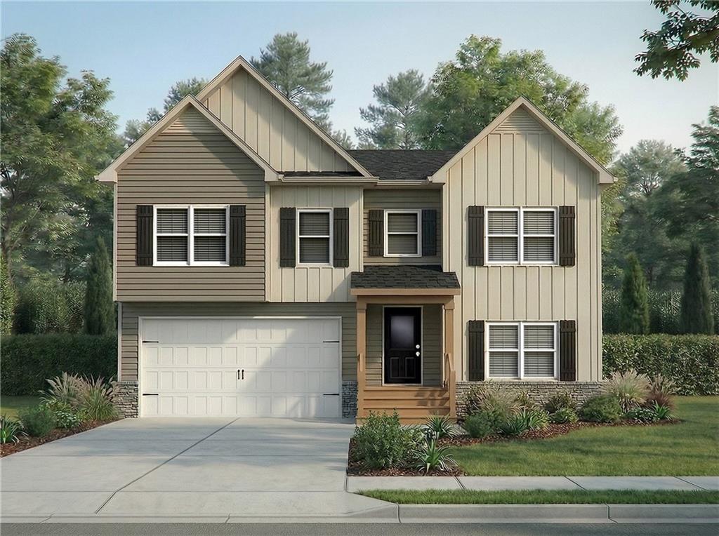 a view of a yard in front view of a house