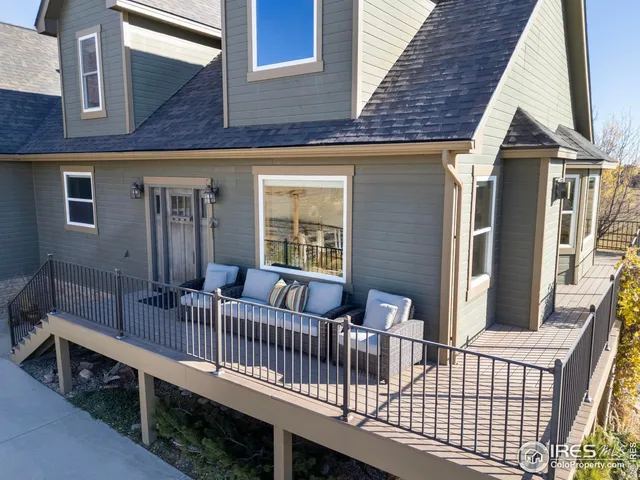 a view of a terrace with a lake view