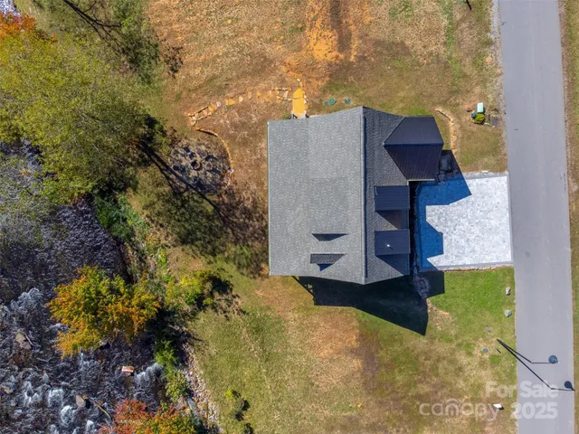 an aerial view of a house