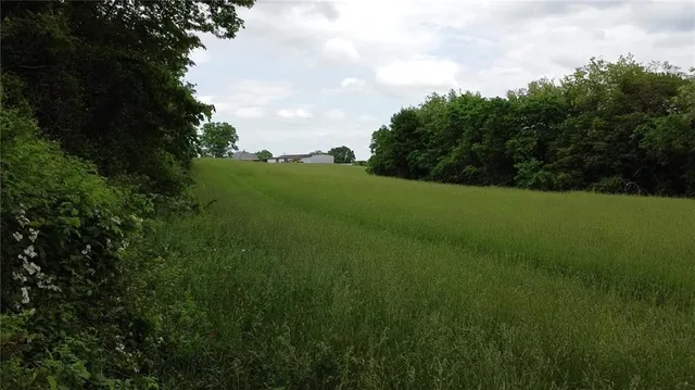 a view of a yard from a balcony