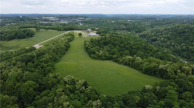 a view of a lake with a city
