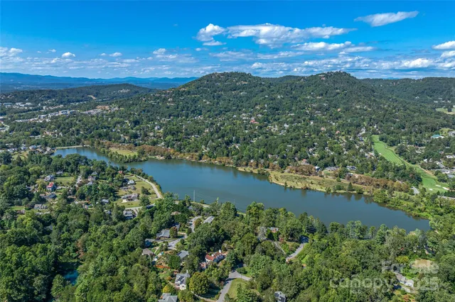an aerial view of a forest with lush green forest