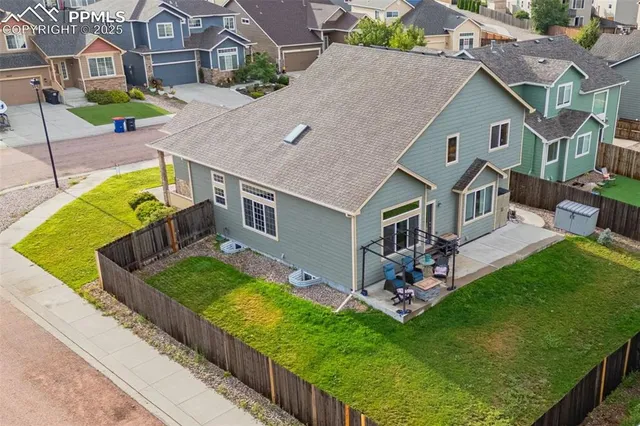 an aerial view of a house