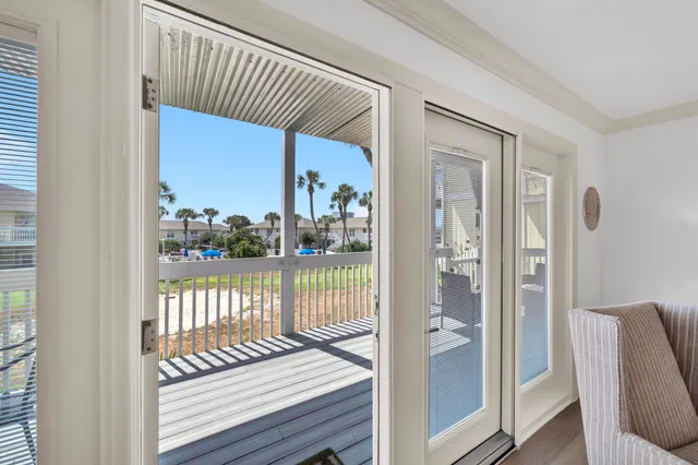 a view of a park with palm trees