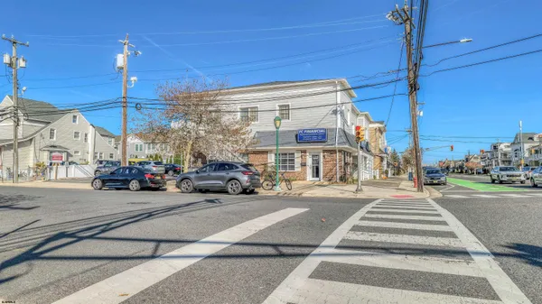 a view of a building and a street