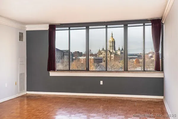 an empty room with a window